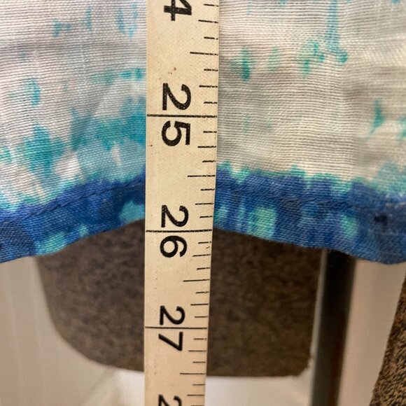 Ruby Rd. Watercolor Blue Tie Dye Linen Tunic Large 3/4 Length Sleeves Tie Front - Picture 5 of 10